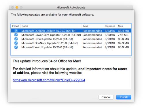 microsoft word for mac update